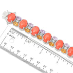 7.25" or 8" 14 x 10mm Coral & Multi Gemstone Tennis Bracelet