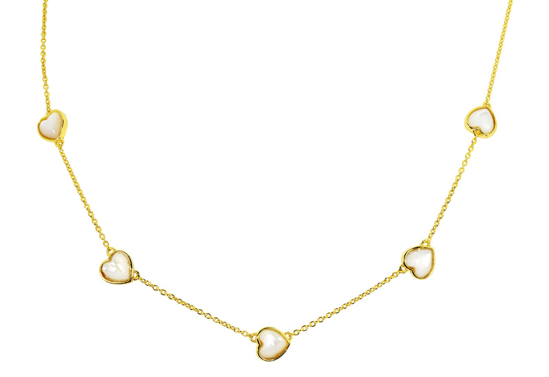 5-Stone Heart Necklace Gold-Plated Sterling Silver