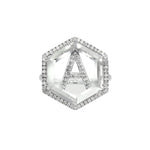 0.30ctw Diamond Initial and Quartz Sterling Silver Ring