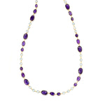 36" 117.95ctw Amethyst & Blue Topaz Station Gold Plated Necklace