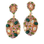 Opal, Pink Sapphire, Malachite, Tsavorite and Multigem Gold-Plated Earrings