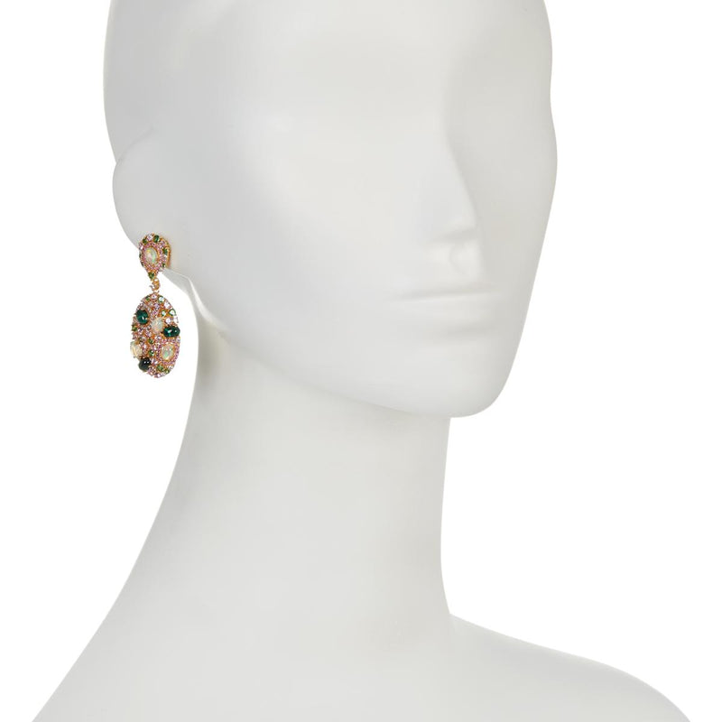 Opal, Pink Sapphire, Malachite, Tsavorite and Multigem Gold-Plated Earrings