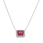 Genuine Ruby Color Enchanced and White Zircon Necklace