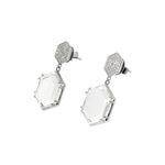 Diamond and Quartz Sterling Silver Drop Dangle Earrings