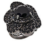 Your Choice 11.80 Round Flower Ring In Amethyst, Smoky QTZ or Black Spinel