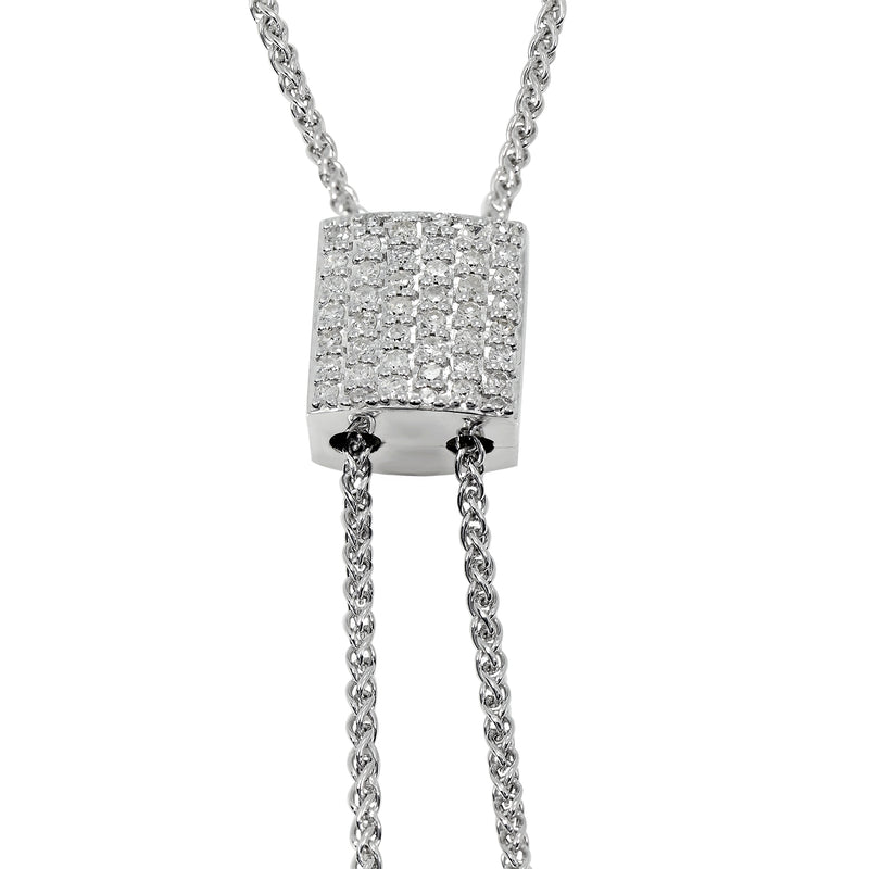 0.63ctw Diamond Adjustable Bolo Necklace Sterling Silver