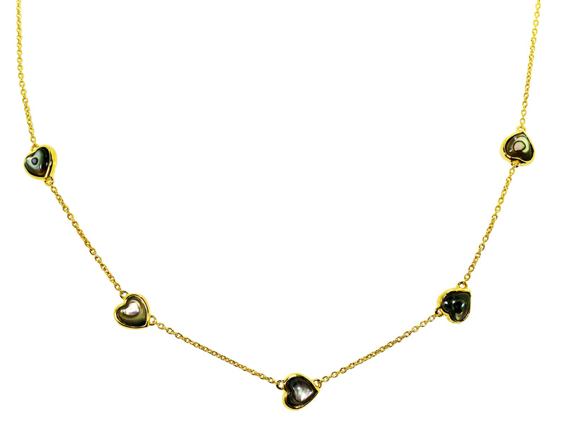 5-Stone Heart Necklace Gold-Plated Sterling Silver