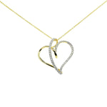 1/5 Ct Diamond 14K Gold Swirl Heart Pendant In Choice of Yellow or Rose Gold