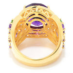 7.75ct Oval Cut Amethyst Chrome Diopside 925 Yellow Vermeil Ring