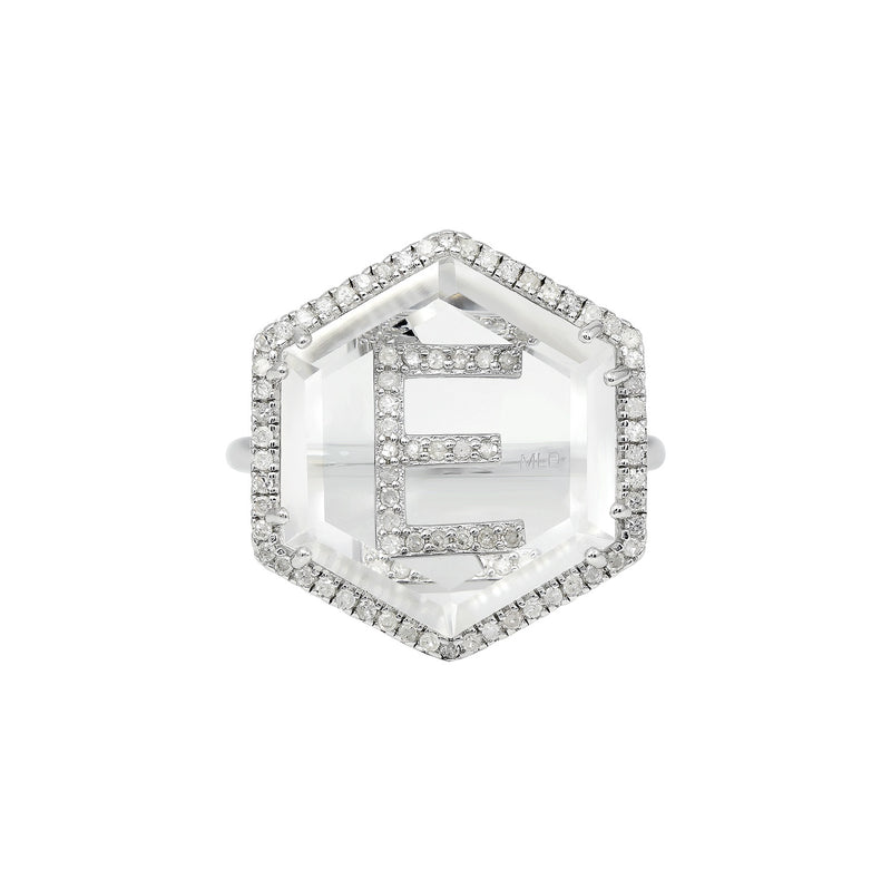 0.30ctw Diamond Initial and Quartz Sterling Silver Ring