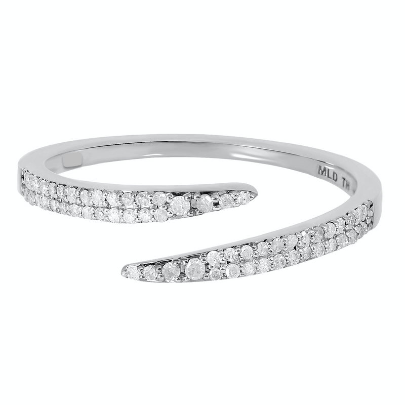 1/8 Ct 14k White Gold Coiled Diamond Claw Ring