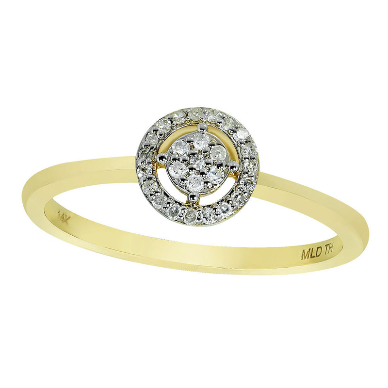 0.13ctw Diamond Halo Pave Ring in 14K Yellow Gold