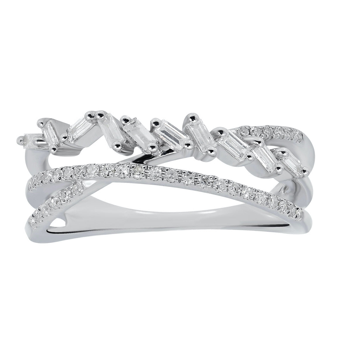 1/3 Ct 14k White Gold Triple Crossover High Polished Diamond