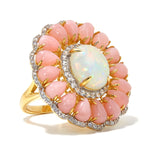 Choice of 12x10 Ethiopian Opal, Pink Opal / Black Spinel and White Zircon Ring