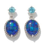 Your Choice Of 3.25ct Oval cut Opal and Round cut Gemstones Drop Dangle Earrings