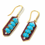 Ruby & Turquoise Geometric Multi Gemstone Gold Plated Sterling Silver Earring