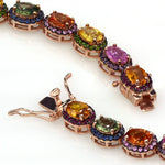 7.25" 20.06ctw Multi Sapphire and Multi Gemstone Line Rose Vermeil Bracelet
