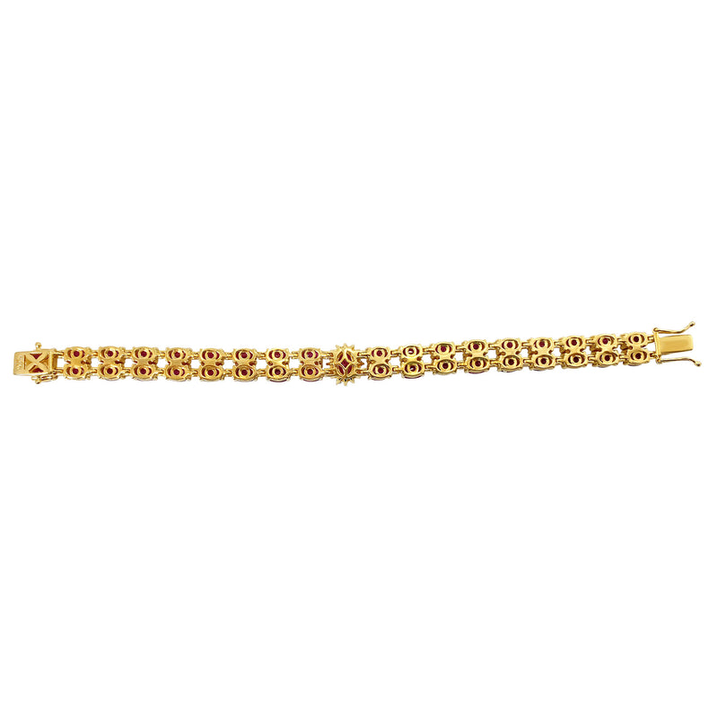 7.25" 35ctw Natural Ruby and Champagne Diamond Yellow Vermeil Bracelet