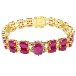7.25" 35ctw Natural Ruby and Champagne Diamond Yellow Vermeil Bracelet