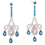 1.75" Morganite & Multi Gemstone Drop Earrings