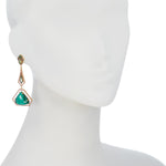 35.50ctw Malachite Multi Gemstone Mismatched Dangle Gold-Plated Earrings