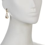 Emerald  / Sapphire Baroque Cultured Pearl & White Zircon Gemstone Drop Earring