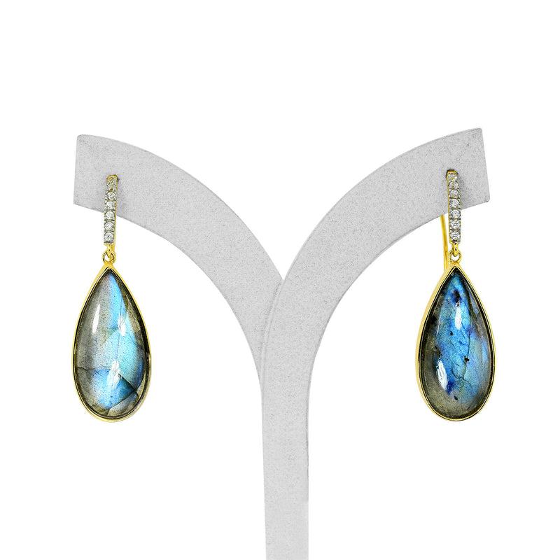 Pear Shaped Gemstone Gold Plated Sterling Silver Earrings