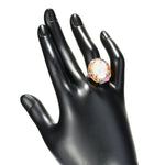 Rainbow Moonstone & Multi Sapphire gemstone Halo Ring Rose Vermeil