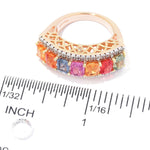 4.11ct Multi Color Sapphire White Zircon Band Ring Sterling Silver