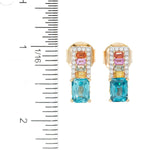 5.99ctw Blue Zircon & Multi Color Sapphire Earrings Sterling Silver Vermeil