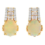 Ethiopian Opal & White Zircon Drop Yellow Vermeil Earrings