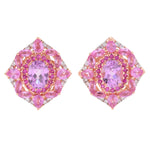 7.24ctw Kunzite, Pink Sapphire, Ruby & Zircon Gemstone Sterling Silver Stud Earring