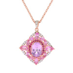 Rose Vermeil 6.09ctw Kunzite, Pink Sapphire, Ruby & Zircon w/ Chain 18"L + 3" Sterling Silver Pendant