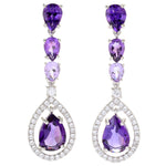 1.5" Choice of Ombre Gemstone Halo Drop Earrings Sterling Silver