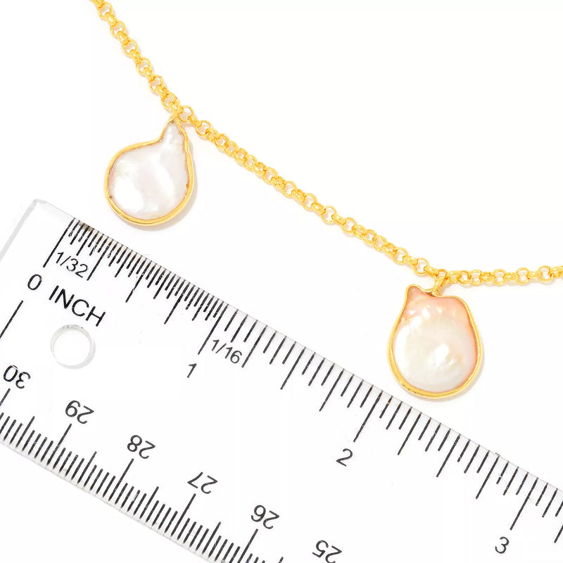36" Freshwater Cultured Pearl Gold Plated Sterling Silver Necklace