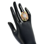 10.21ctw Multi Color Sapphire & Gemstones Large Burst Yellow Vermeil Sterling Silver Ring