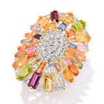 10.21ctw Multi Color Sapphire & Gemstones Large Burst Yellow Vermeil Sterling Silver Ring