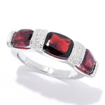 Choice Of Cushion Cut Gemstone & White Zircon Band Ring Sterling Silver