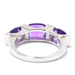 Choice Of Cushion Cut Gemstone & White Zircon Band Ring Sterling Silver