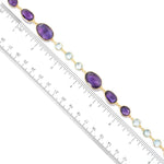 36" 117.95ctw Amethyst & Blue Topaz Station Gold Plated Necklace