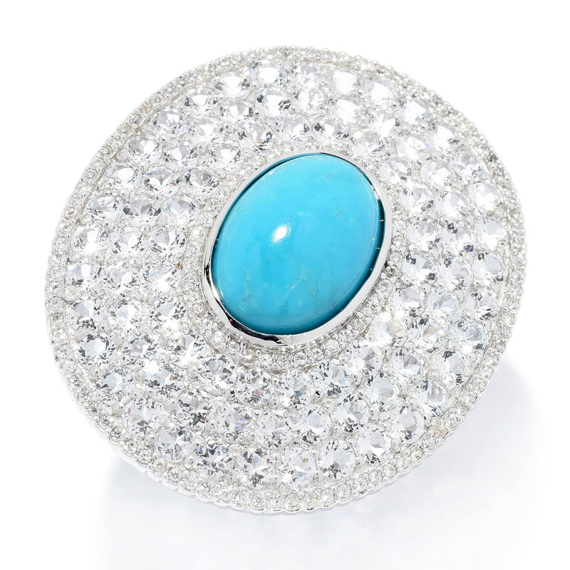 Choice of Oval Cut Turquoise & Round Cut Multi Gemstone Disc Ring