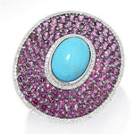 Choice of Oval Cut Turquoise & Round Cut Multi Gemstone Disc Ring