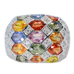 8.00ctw Multi Sapphire Cigar Ring Sterling Silver
