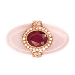 Choice of Vermeil Oval Ruby/Rose Quartz or Blue Sapphire/Clear Quartz and White Zircon Accents Ring