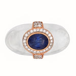 Choice of Vermeil Oval Ruby/Rose Quartz or Blue Sapphire/Clear Quartz and White Zircon Accents Ring