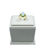 Oval 11x9 Ethiopian Opal and Tsavorite Gemstone Gold Plated Ring