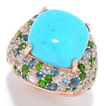 3.83ctw Turquoise & Multi Gemstone Cluster Rose Vermeil Sterling Silver Ring