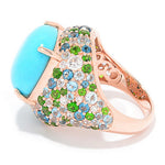 3.83ctw Turquoise & Multi Gemstone Cluster Rose Vermeil Sterling Silver Ring