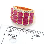 6.86ctw Ruby & White Zircon 3-Row Wide Band Ring