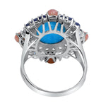 5.5CTS  Kingman Turquoise, Pink Opal, Tanzanite & White Sapphire Multi Gemstone Ring